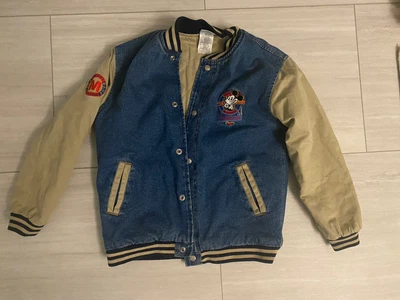$50 • Buy Vintage Disney Store Varsity Jacket Mickey Embroidered True Blue Kids Large