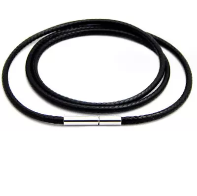 1.5mm Black Rope Leather Cord Chain Necklace Stainless Steel Clasp 14-32inch • $4.95