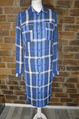 Autograph Green/white/blue Multi Plaid Shirt Dress Size 6/8 • £12.95