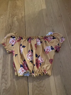 New Look Mustard Floral Cropped Top Age 9/10 Years  • £2.50