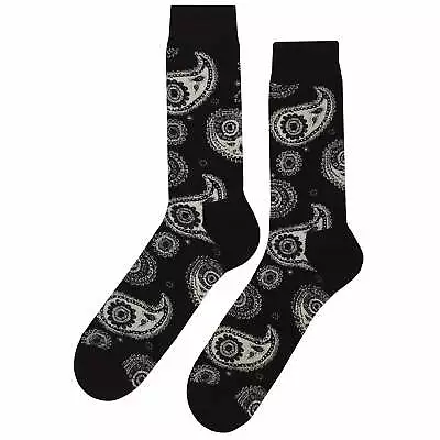 NWT Black Paisley Dress Socks Novelty Men 8-12 Black Crazy Fun Sockfly • $8.99