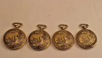 4 Vintage NOS Evaco SA POCKET WATCH Case Only Lot Dog Duck Hunting Theme Empty • $12