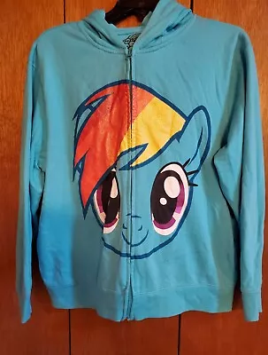 Rainbow Dash Face Zip Hoodie Sweatshirt With Mane & Wings Adult Med/Lg • $17.95