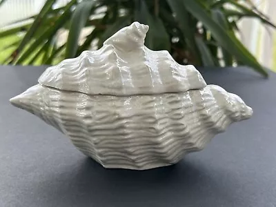 Studio Pottery Coastal Art Sea Shell ￼Conch Iridescent Vase Trinket Plant Dish • $33.12