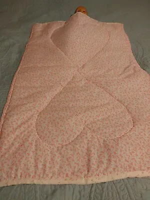 New Baby Girl Cot Quilt Apricot Tiny Flowers Reversible Pink Floral • £8.75