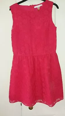 Ladies La Redoute Cerise Pink Broderie Anglaise Sleeveless Dress 12 - BNWT (£50) • $25.26