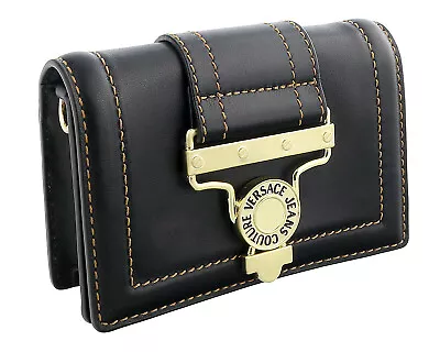 Versace Jeans Couture Black Structured Medallion Buckle Shoulder/ Belt Bag • $209.99