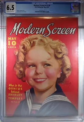 💥🍭 Cgc 6.5 Modern Screen V12 #6 Shirley Temple Earl Christy Dell Magazine 1936 • $1299