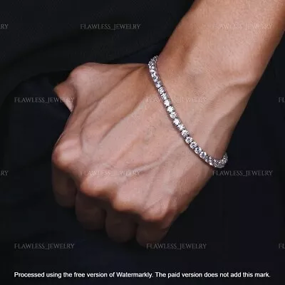 Men's Special 18CT Round Cut Diamond Tennis Bracelet 14K White Gold Over 7  Inch • $159.99