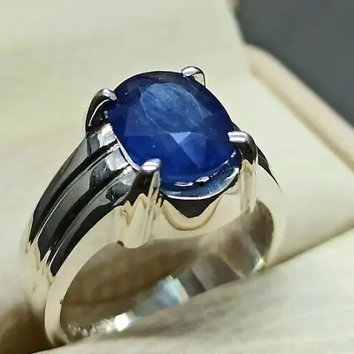 Sterling Silver 925 Gemstone Blue Sapphire Ring For Men's Ring Men's Jewelry • $65.74