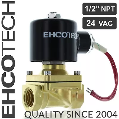 1/2  NPT 24V AC Brass Electric Solenoid Valve 24-volt AC Water Air Gas Viton NC • $33.95