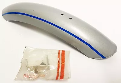 Vintage Schwinn 20  Front Fender Silver W/ Blue & Bracket Part No. 52 296 - Nos • $35.95