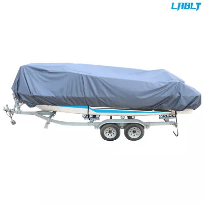 Gray Heavy 600D Marine Grade Polyester Canvas Trailerable Waterproof Boat Cover • $55.22