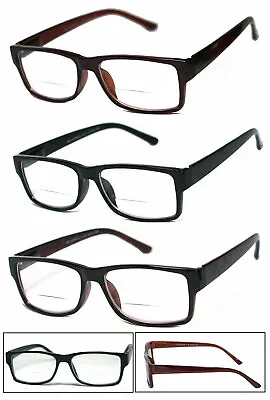 1 Or 2 Pairs Retro Square Frame Mens Womens Bifocal Reading Glasses Spring Hinge • $9.99