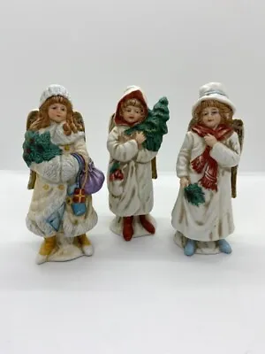 Vintage Antique Midwest Import Angel Set Of 3 Bisque Porcelain • $14.95