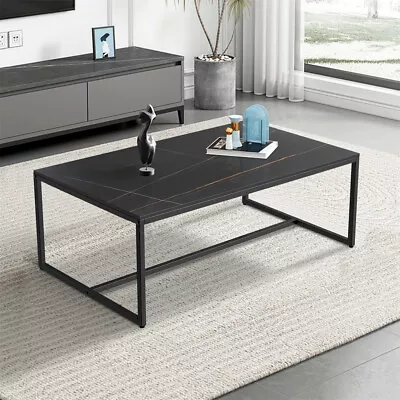 Modern Marble And Metal Frame Open Rectangle Coffee Accent Table Living Room End • $109.93