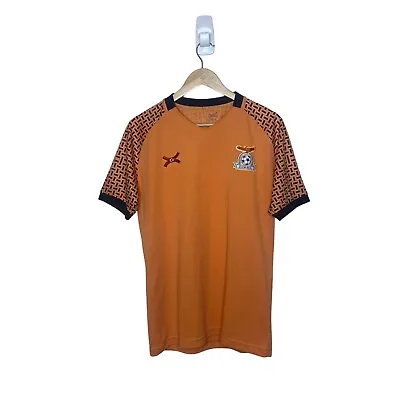 Zambia Football Shirt Mens Medium Zambia 2018 Away Orange Black Jersey • $37.30