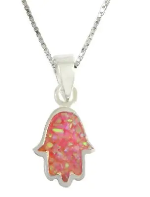 925 Sterling Silver Hamsa Hand Of God Lucky Classic Necklaces Opal Holyland Gift • £22.66