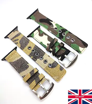 Camouflage Watch Strap Band For Apple IWatch Canvas Nylon Army Replacement 38-44 • £8.75