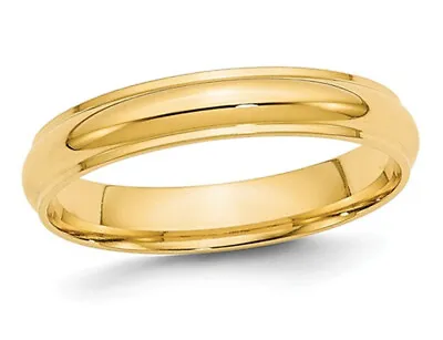 Ladies 14K Yellow Gold 4mm Wedding Band Ring With Edge • $313.99