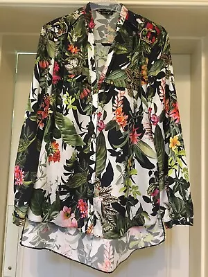 £6.99 • Buy River Island:fab Tropical Print Long Sleeve Over Shirt/blouse Uk12-just Love It!