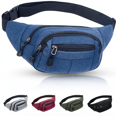 Men Women Waist Bum Bag Unisex Fanny Pack Holiday Travel Money Belt Pouch Wallet • £4.99