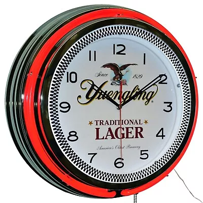 19  Yuengling Traditional Lager Double Neon Clock Game Room Bar Decor (Red) • $174.95