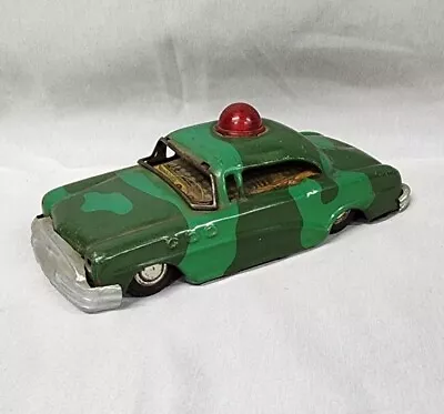 1950s Linemar Japan Green Camo Police Remote Control Tin Toy Car Missing Remote  • $21