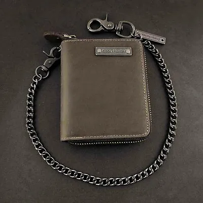 £24 • Buy Retro Biker Genuine Leather Mens ID Card Money Wallet Coin Purse With Chain CH07