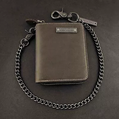 £24 • Buy Retro Biker Genuine Leather Mens ID Card Money Wallet Coin Purse With Chain CH07
