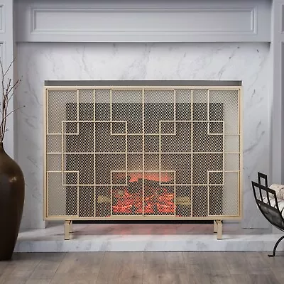 Bonita Modern Iron Single Panel Fireplace Screen • $60.41