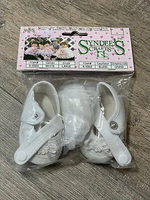 Vintage New Old Inventory Doll Shoes Vinyl Snap Closure White+ Socks • $15.99