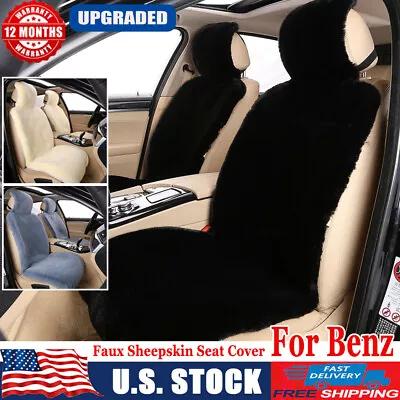 For Mercedes-Benz Faux Sheepskin Car Seat Cover Front Seat Cushion 2pcs Interior • $84.08