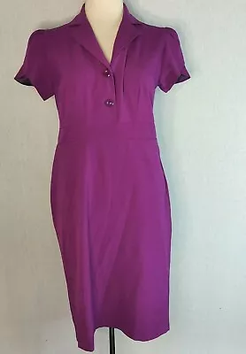 Magisculpt Women's Ladies Dress Purple Size UK 12 Smart Stretch Wiggle Bodycon • £6