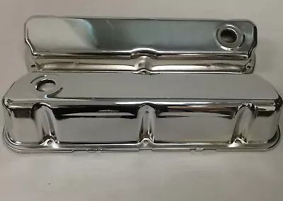 Ford 429 460 Chrome Steel Valve Covers - 3 1/2  Tall W/ Baffled Hole With Gasket • $48.68