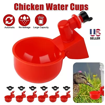 6PCS Automatic Water Cups Poultry Drinker Waterer Chicken Duck Quail Drinking US • $9.72