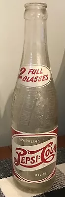 PEPSI COLA  BOTTLE 2 FULL GLASSES ACL DOUBLE DOT RED WHITE Chicago ILL • $28.88