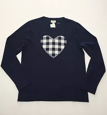 J.Crew Factory Women's NWT Heart Teddie Sweater In Gingham Heart Size: L • $46.75