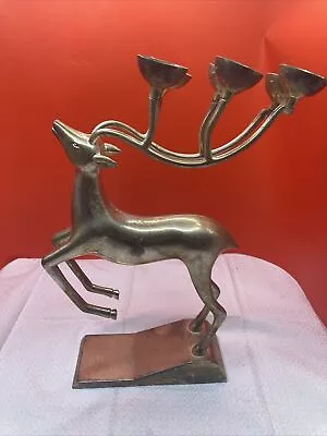 Vintage Mcm Silver Metal Deer Candelabra Set • $100