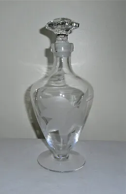 Cambridge Glass Decanter #1321 Clear Etched Leaves Footed Barware Vintage • $85