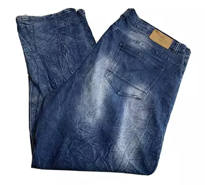 Akademiks Jeanius Denim Acid Wash Blue Plus Size Jeans Men Size 50 X 32 • $24.95