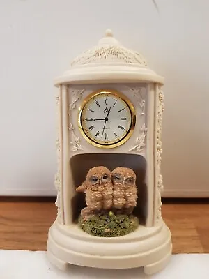 Country Artists Figurine Owl Stone Resin Mantle Clock H6.5  X W4  Vgc Working  • £35