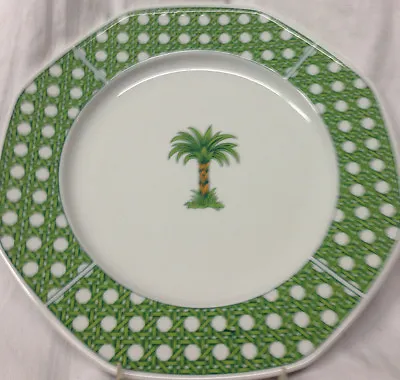 Villeroy & Boch Heinrich Caribic Dinner Plate 10  Palm Tree Green Basket Weave • $54.99