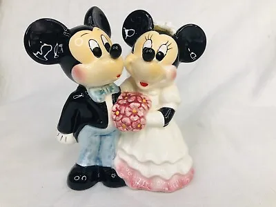 Mickey & Minnie Wedding Figurine Cake Topper Bride & Groom Ceramic Figure • $17.09
