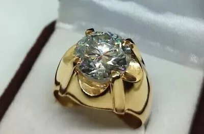 Mens 3Ct Round Lab Created Diamond Wedding Ring Anniversary Band 14K Gold Plated • $129.99
