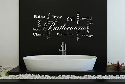 £20.99 • Buy Bathroom Words Wall Sticker Quote Decal Shower Bathe Bubbles Chill Soap