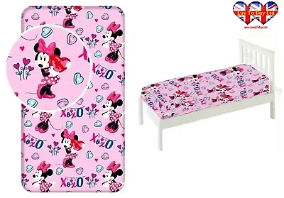 Fitted Sheet Minnie Mouse Single Bed%100 Cotton Official Licensed(200x90x25cm) • £18.99