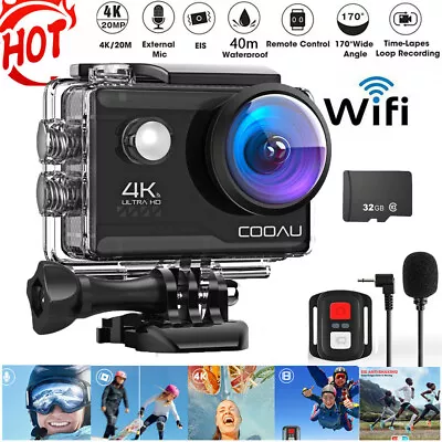 4K 30FPS 20MP Action Camera Ultra HD Sports Camera Underwater Camera+32G SD Card • $82.99