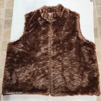 Bechamel II Faux Fur Sleeveless Vest Wm Sz 2X Brown Full Zip Mink Look • $40