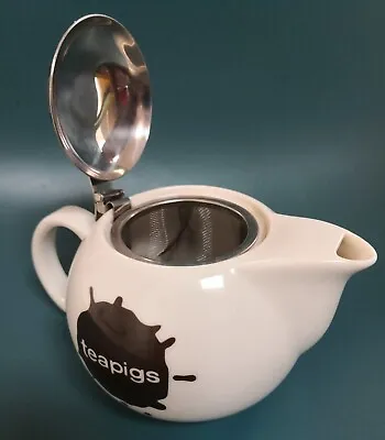 TEAPIGS - White Ceramic Teapot Removable Metal Infuser Leaf Tea Teapigs VGC  • £4.99
